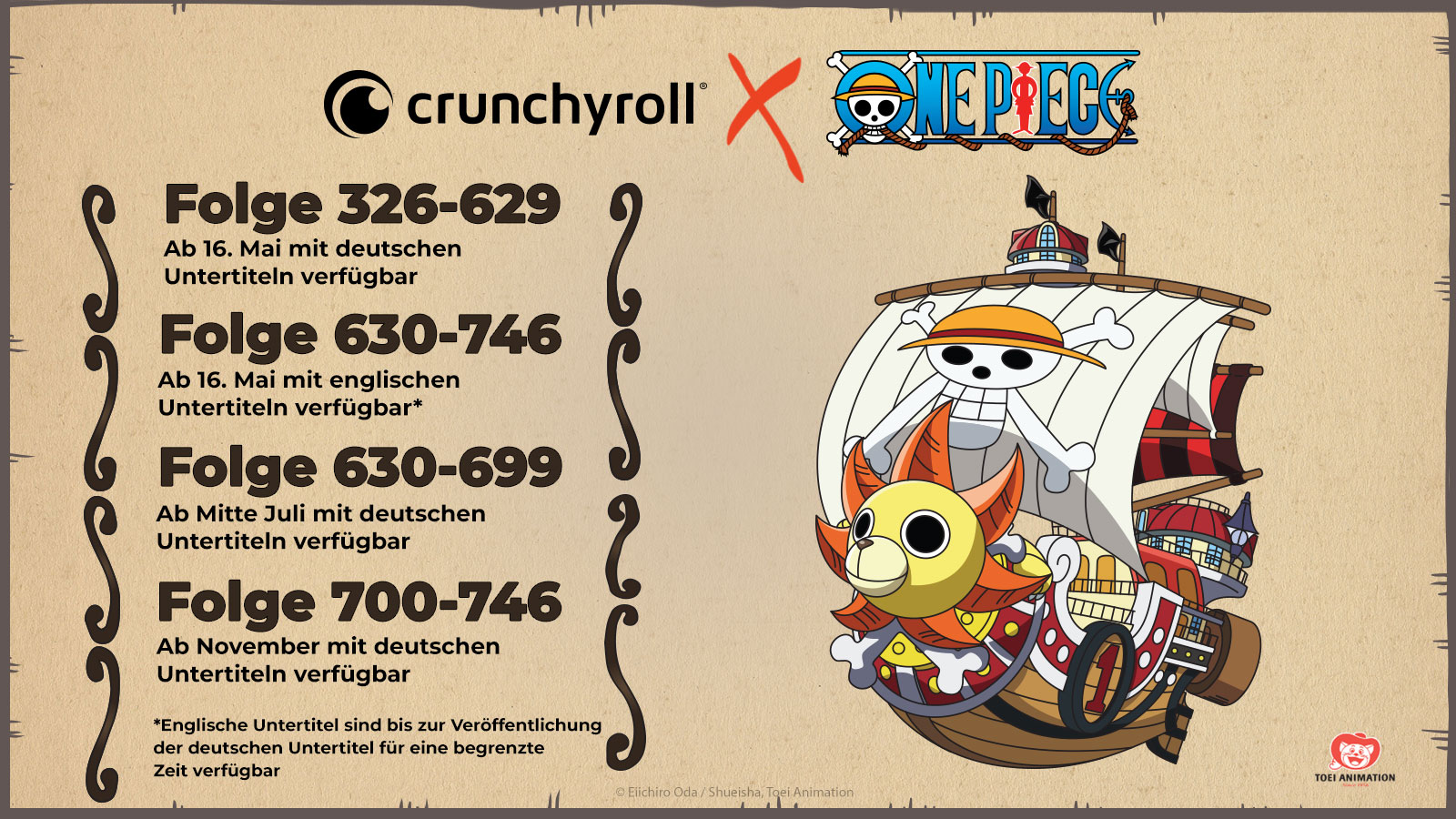 One Piece - Zeitplan bei Crunchyroll